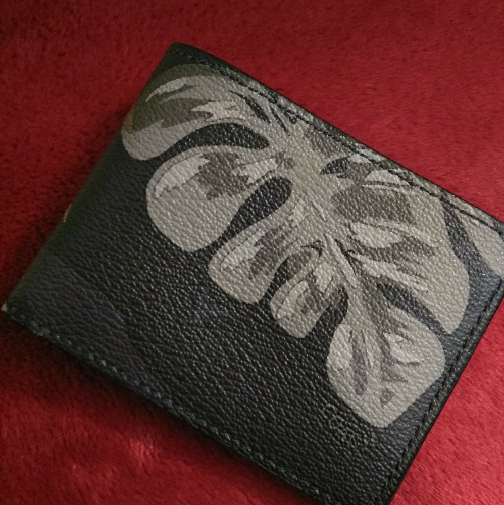 Mens Black and Grey Coach Wallet